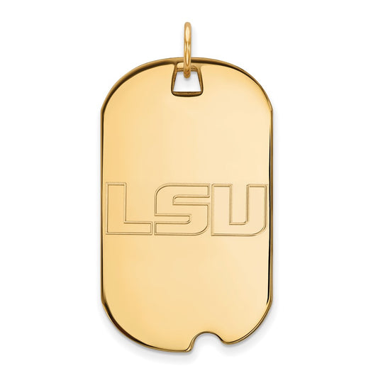 14K Yellow Gold Logoart Louisiana State University L S U Large Dog Tag Pendant