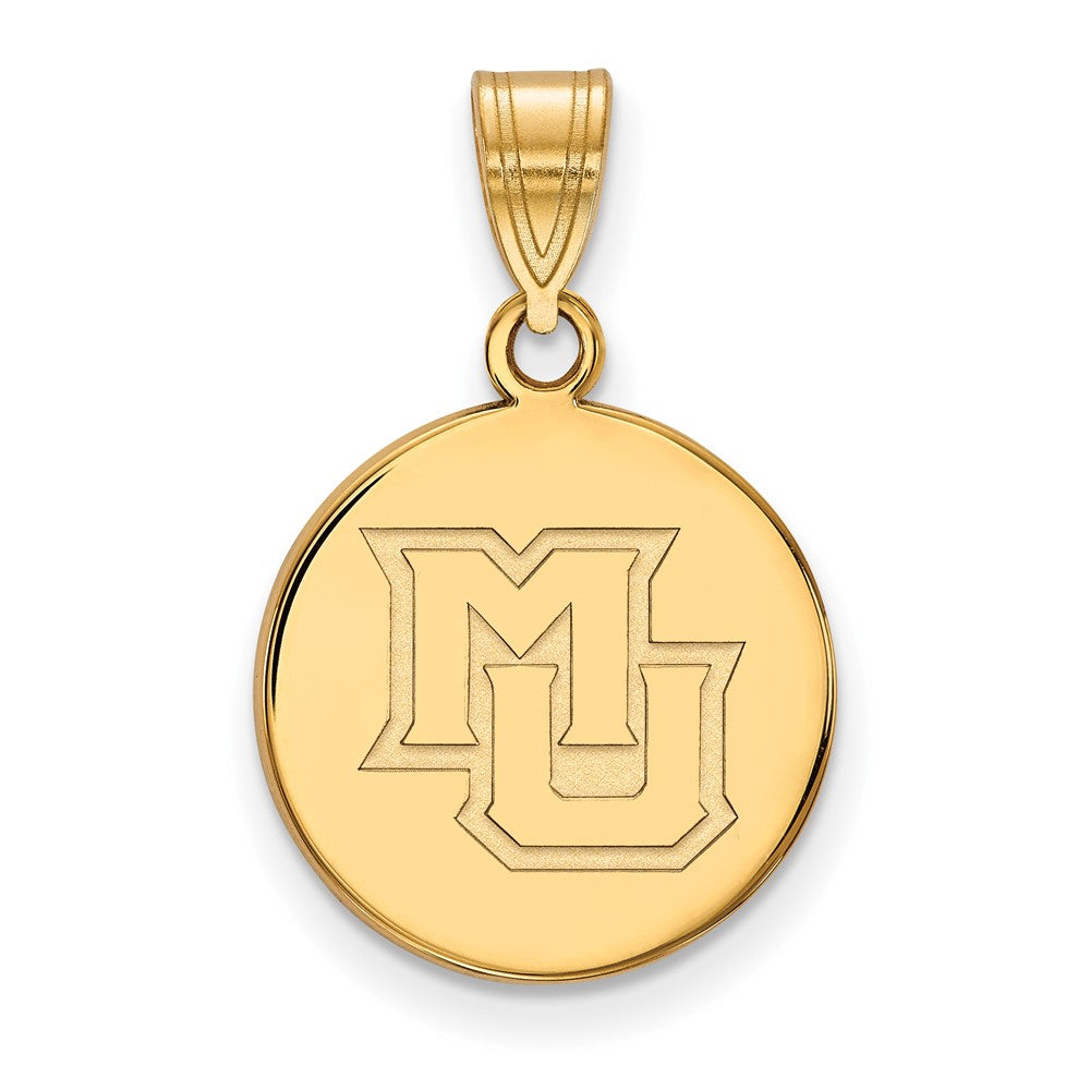 14K Yellow Gold Logoart Marquette University M U Medium Disc Pendant