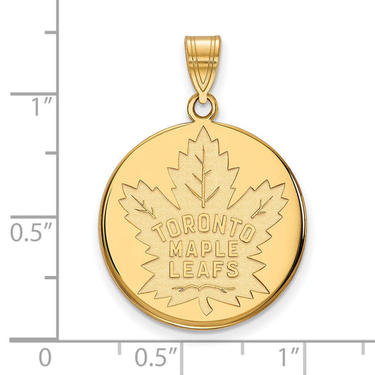 14K Yellow Gold Nhl Logoart Toronto Maple Leafs Large Disc Pendant