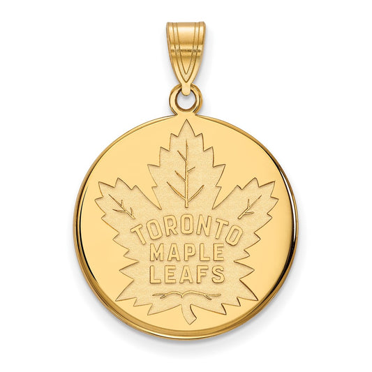 Gold Plated Sterling Silver Nhl Logoart Toronto Maple Leafs Large Disc Pendant