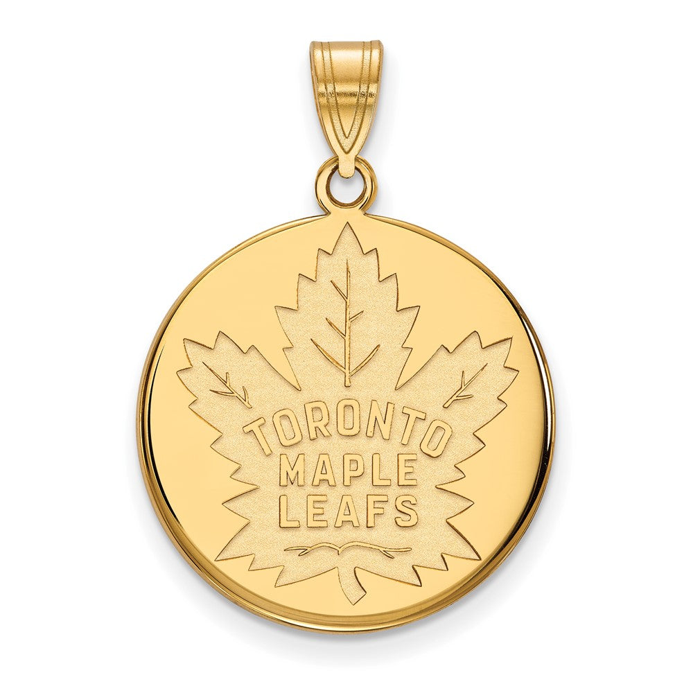 10K Yellow Gold Nhl Logoart Toronto Maple Leafs Large Disc Pendant