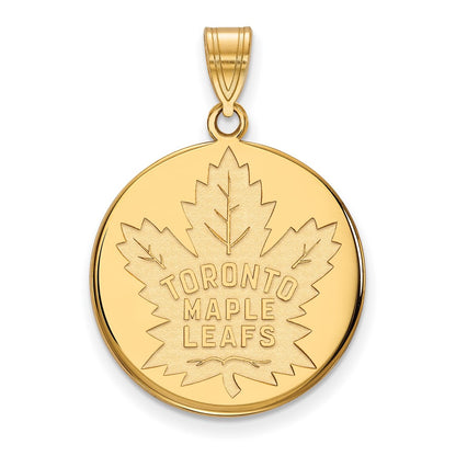 10K Yellow Gold Nhl Logoart Toronto Maple Leafs Large Disc Pendant