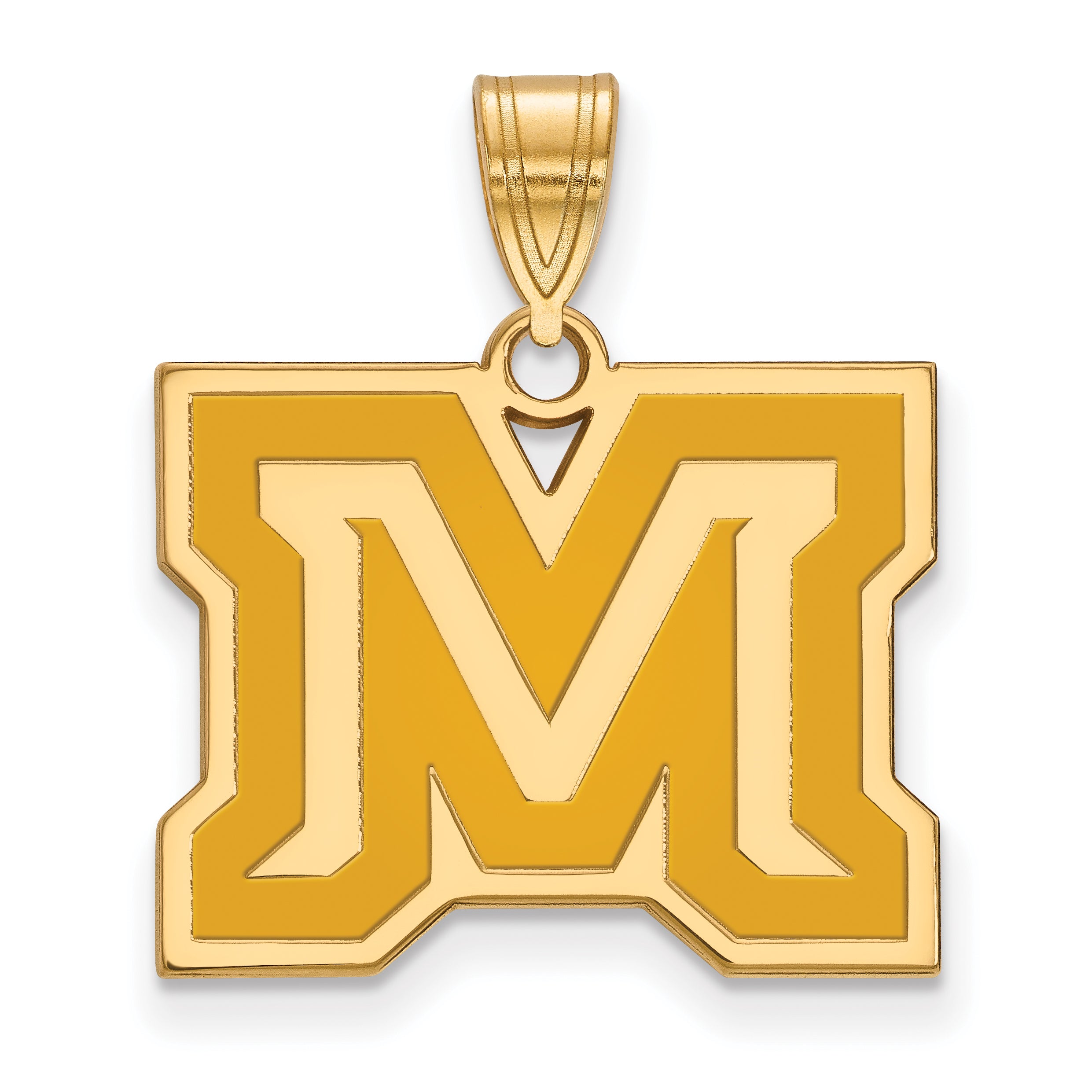 Gold Plated Sterling Silver Logoart Montana State University Letter M Medium Enameled Pendant