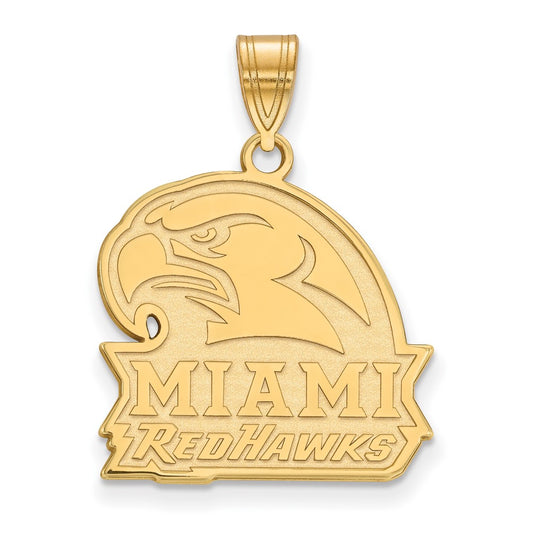 Gold Plated Sterling Silver Logoart Miami University Ohio Redhawks Large Pendant
