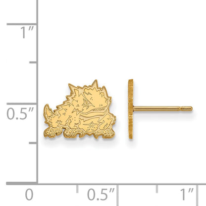 14K Yellow Gold Logoart Texas Christian University Horned Frog Extra Small Post Earrings