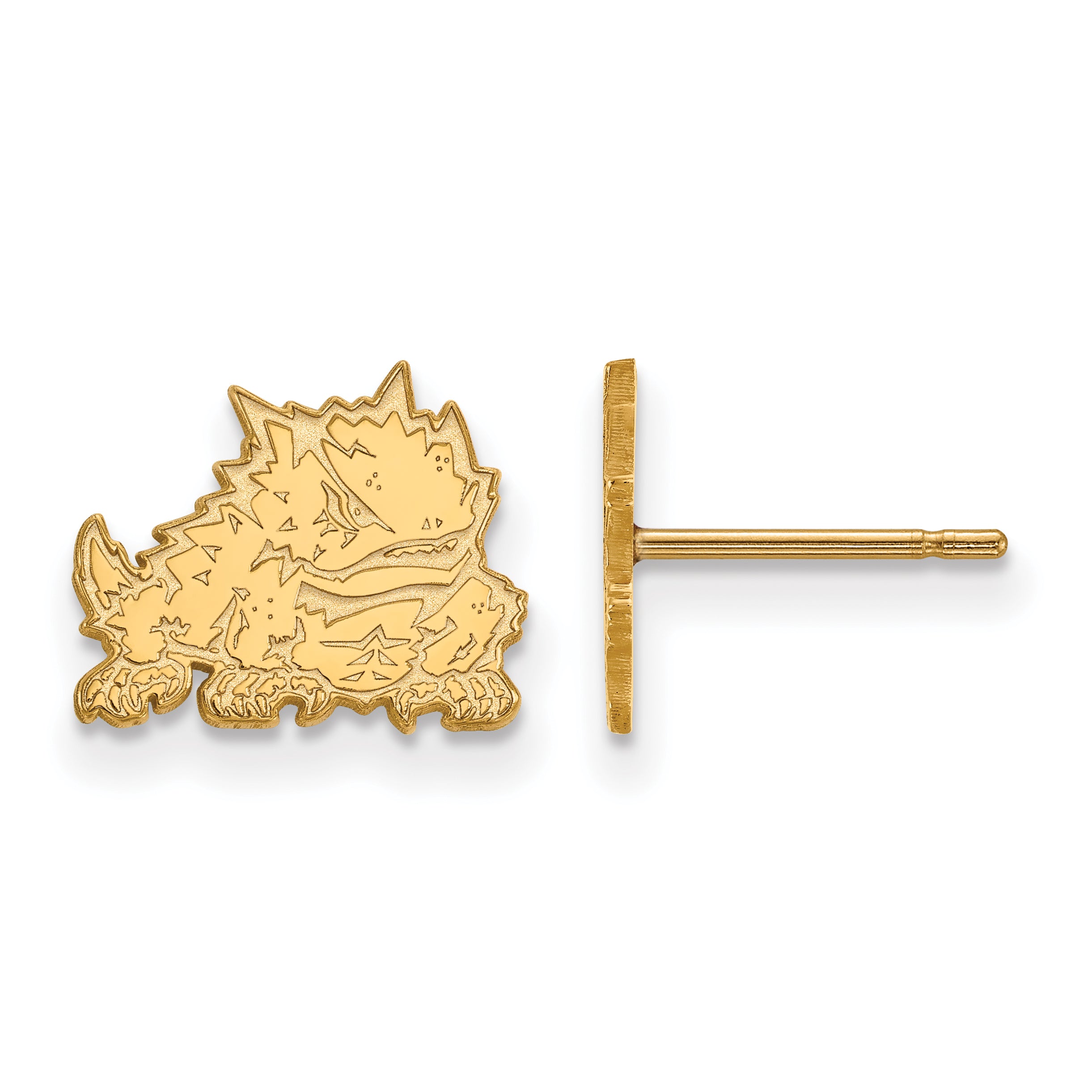 Gold Plated Sterling Silver Logoart Texas Christian University Horned Frog Extra Small Post Earrings