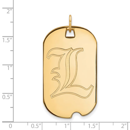 14K Yellow Gold Logoart University Of Louisville Letter L Large Dog Tag Pendant