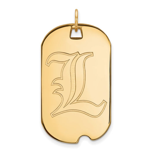 Gold Plated Sterling Silver Logoart University Of Louisville Letter L Large Dog Tag Pendant