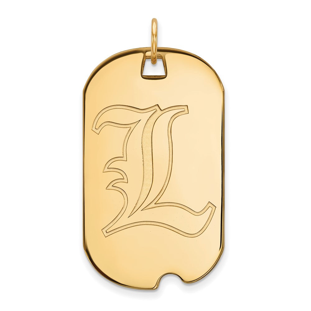 14K Yellow Gold Logoart University Of Louisville Letter L Large Dog Tag Pendant