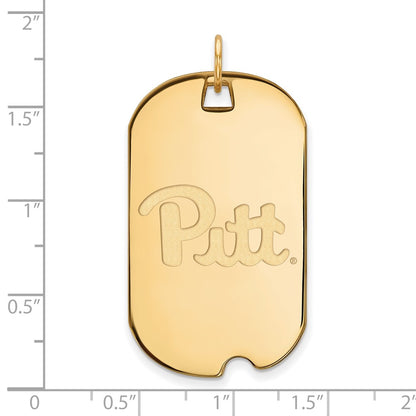10K Yellow Gold Logoart University Of Pittsburgh Large Dog Tag Pendant