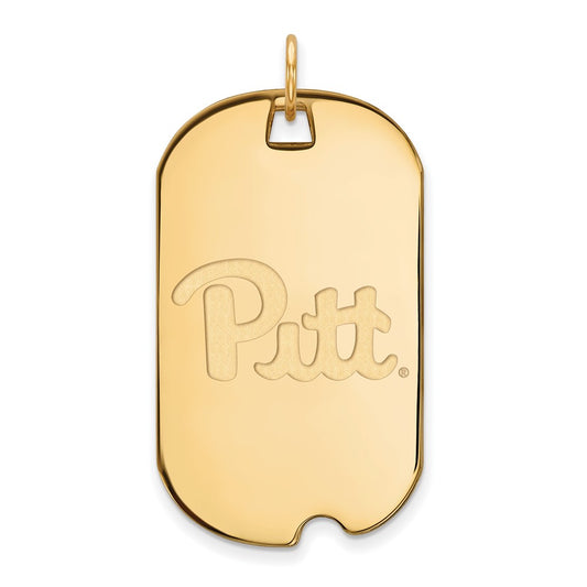 14K Yellow Gold Logoart University Of Pittsburgh Large Dog Tag Pendant