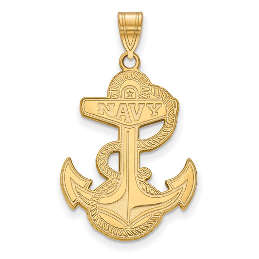 Gold Plated Sterling Silver Logoart Us Naval Academy Anchor Extra Large Pendant