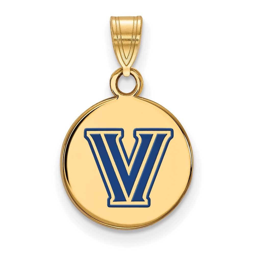 Gold Plated Sterling Silver Logoart Villanova University Letter V Small Enameled Disc Pendant