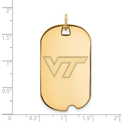 14K Yellow Gold Logoart Virginia Tech V T Large Dog Tag Pendant
