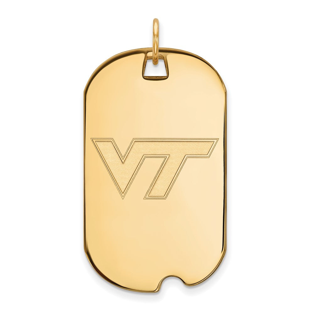 14K Yellow Gold Logoart Virginia Tech V T Large Dog Tag Pendant