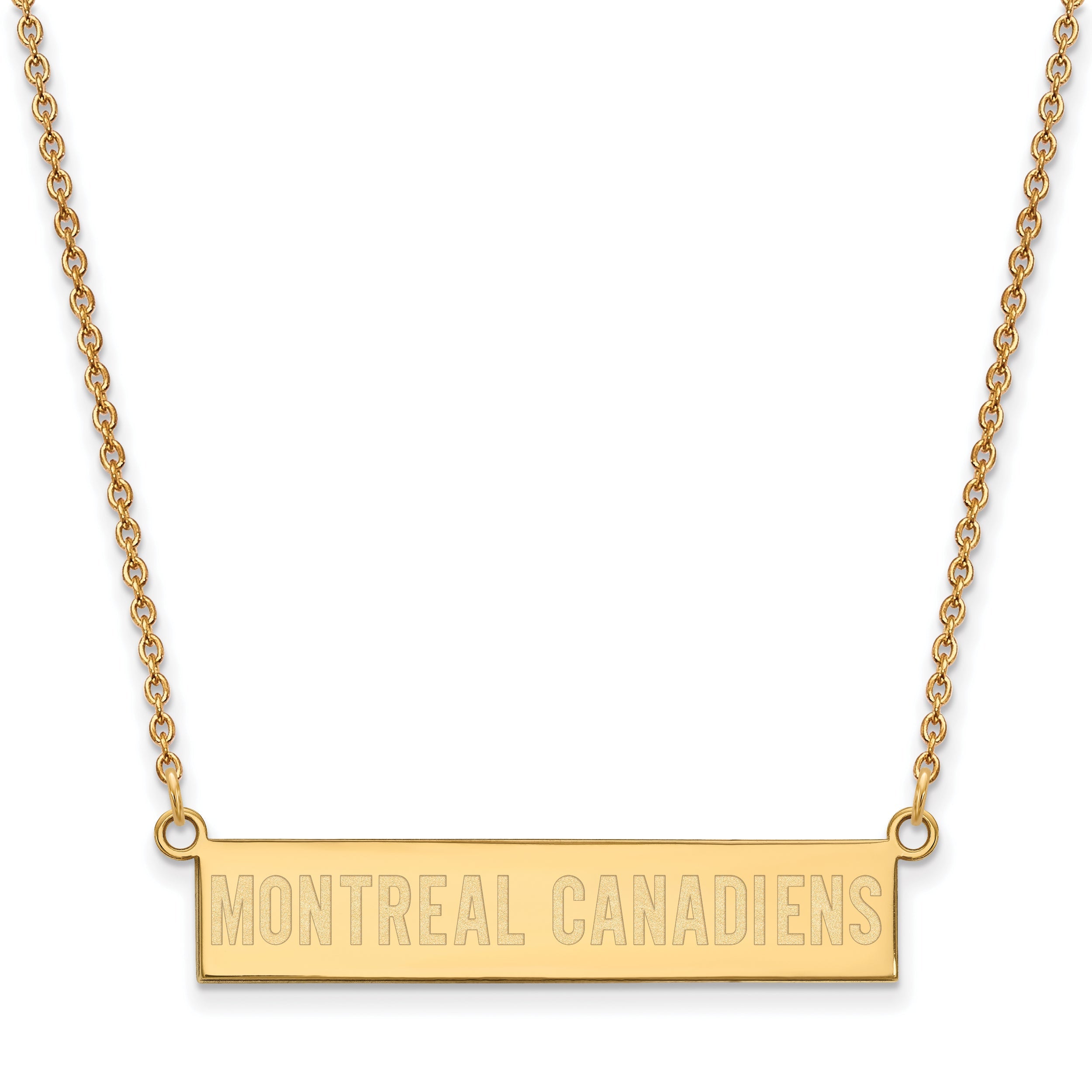 Gold Plated Sterling Silver Nhl Logoart Montreal Canadiens Small Bar 18 Inch Necklace
