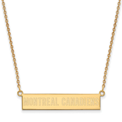Gold Plated Sterling Silver Nhl Logoart Montreal Canadiens Small Bar 18 Inch Necklace