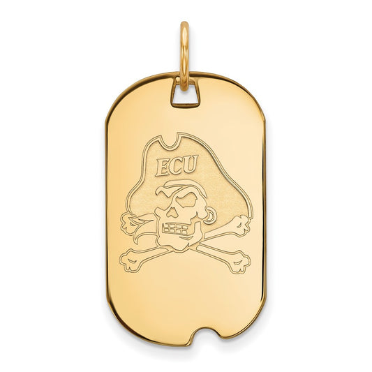 Gold Plated Sterling Silver Logoart East Carolina University Pirate Small Dog Tag Pendant