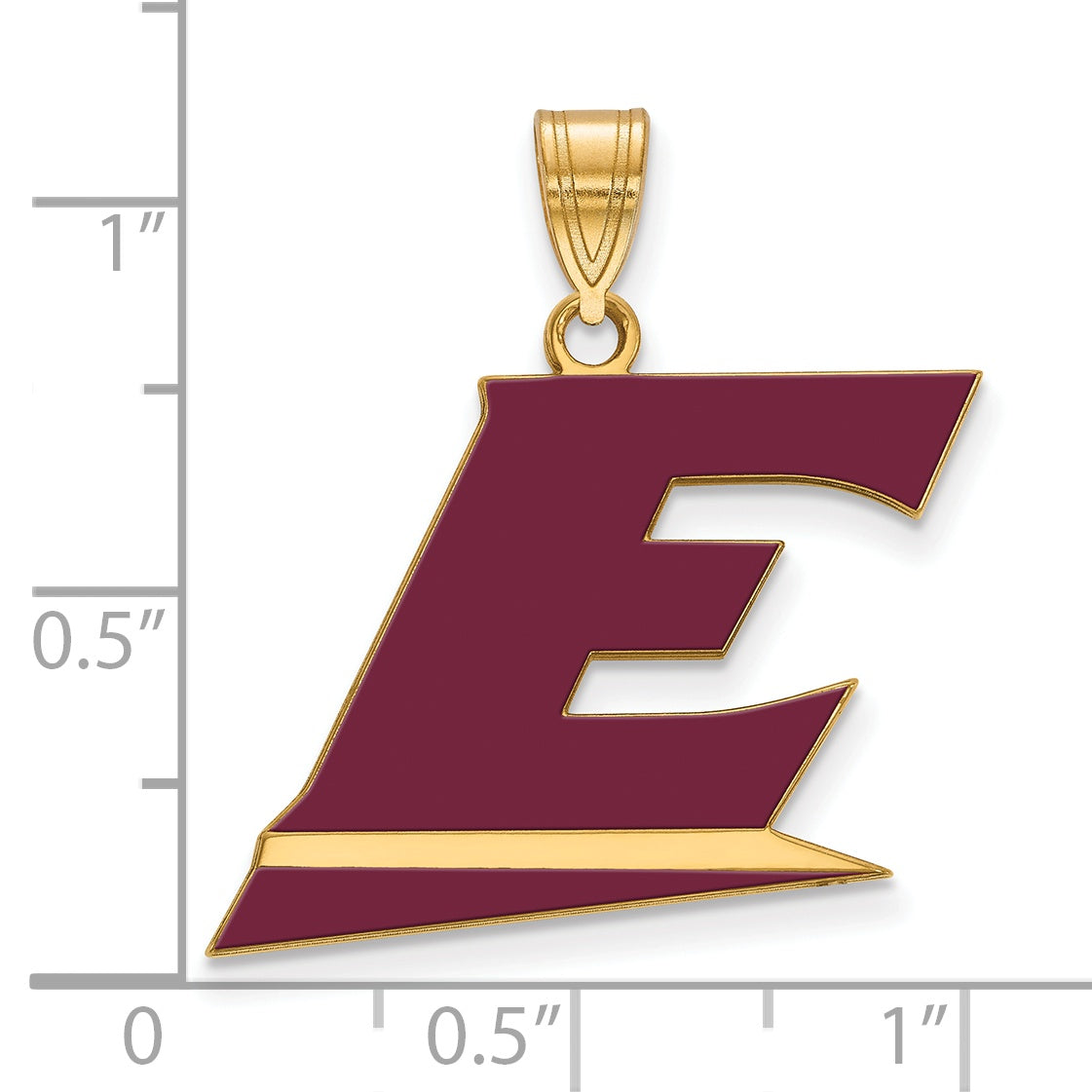 Gold Plated Sterling Silver Logoart Eastern Kentucky University Letter E Large Enameled Pendant