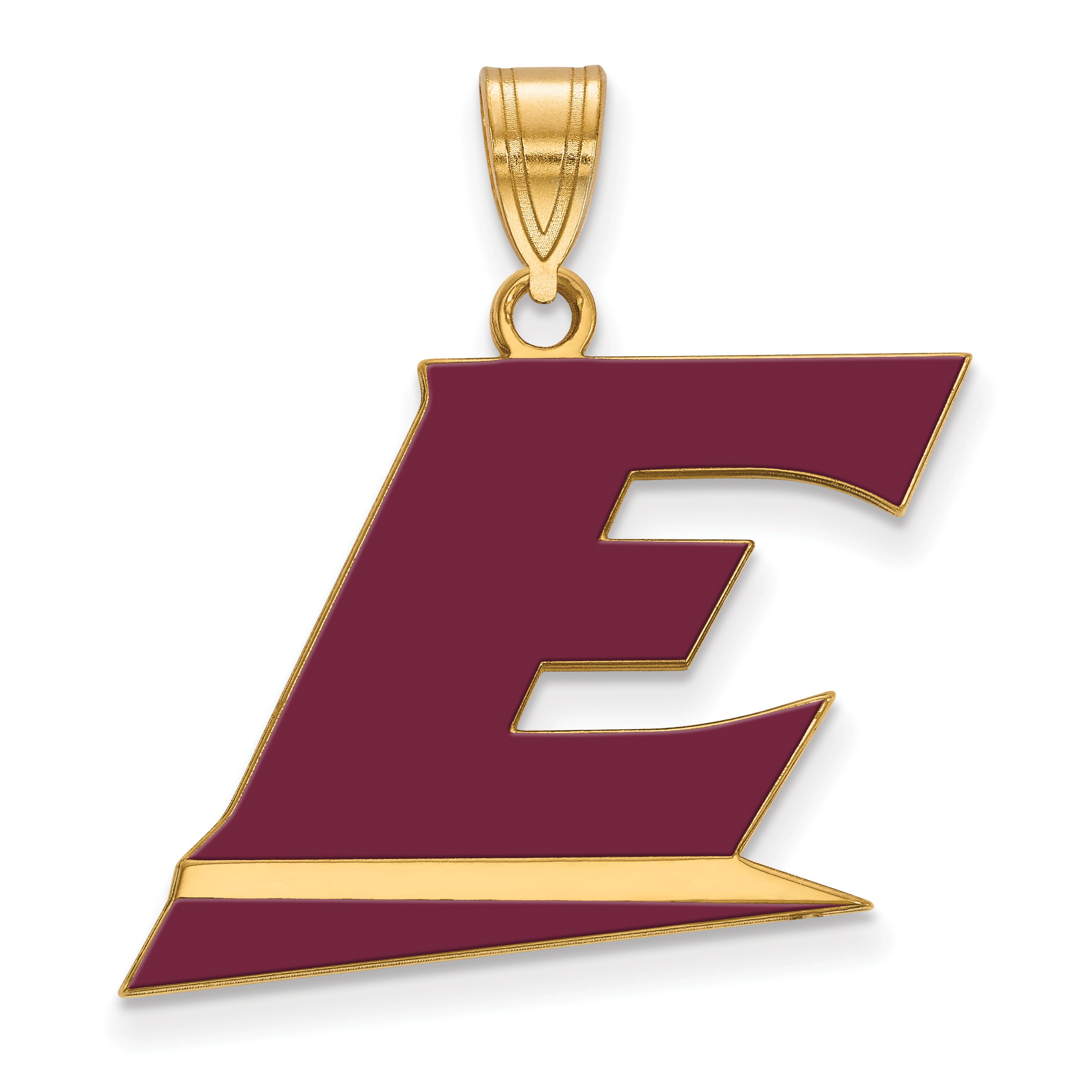 Gold Plated Sterling Silver Logoart Eastern Kentucky University Letter E Large Enameled Pendant