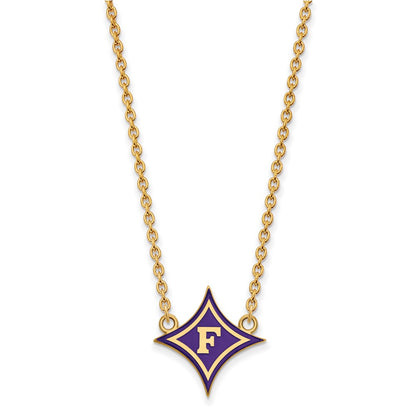 Gold Plated Sterling Silver Logoart Furman U Large Enameled Pendant 18 Inch Necklace