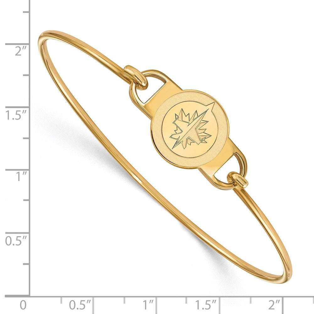 Gold Plated Sterling Silver Nhl Logoart Winnipeg Jets Small Center 7 Inch Wire Bangle
