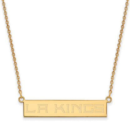 Gold Plated Sterling Silver Nhl Logoart Los Angeles Kings Small Bar 18 Inch Necklace