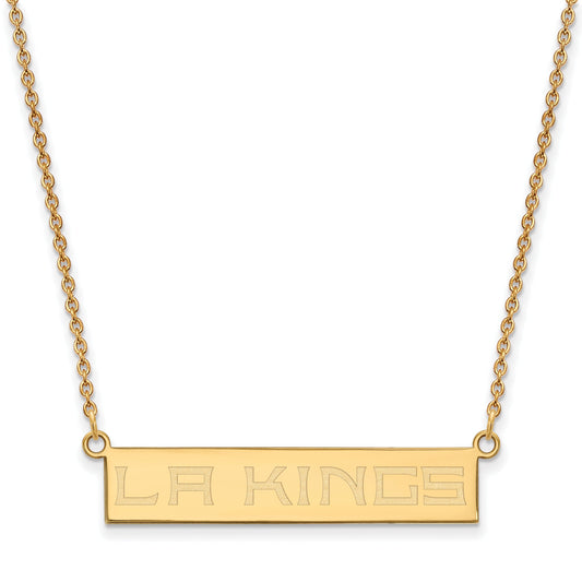 Gold Plated Sterling Silver Nhl Logoart Los Angeles Kings Small Bar 18 Inch Necklace