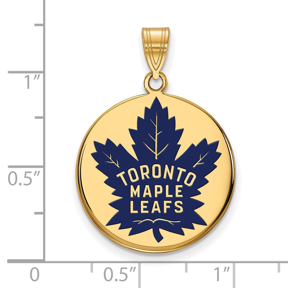 Gold Plated Sterling Silver Nhl Logoart Toronto Maple Leafs Large Enameled Disc Pendant