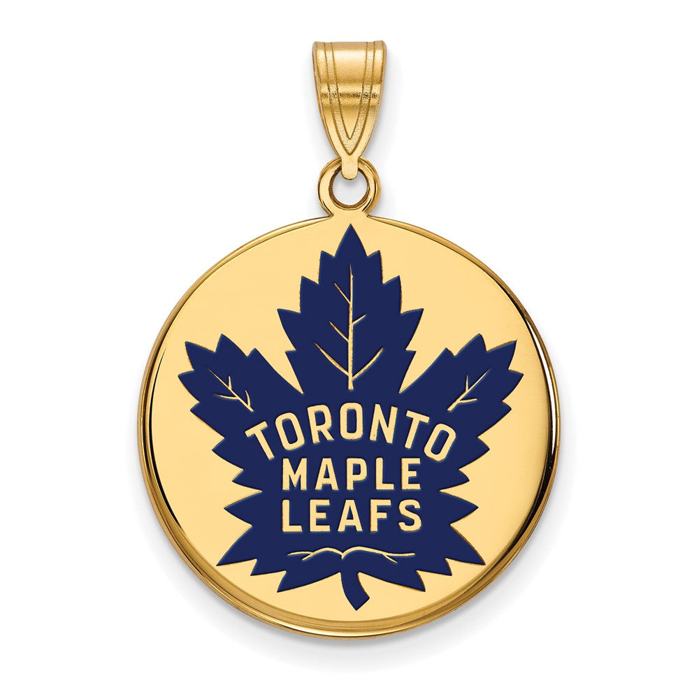 Gold Plated Sterling Silver Nhl Logoart Toronto Maple Leafs Large Enameled Disc Pendant