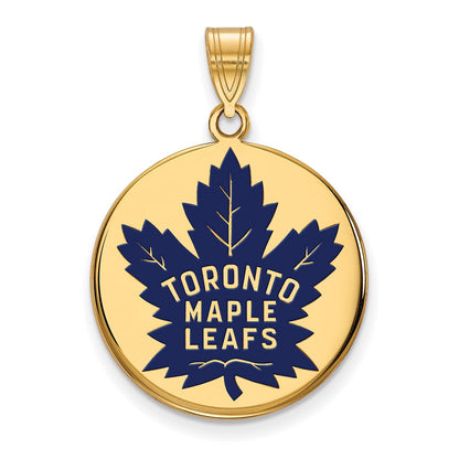 Gold Plated Sterling Silver Nhl Logoart Toronto Maple Leafs Large Enameled Disc Pendant