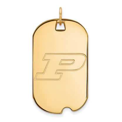 10K Yellow Gold Logoart Purdue University Letter P Large Dog Tag Pendant