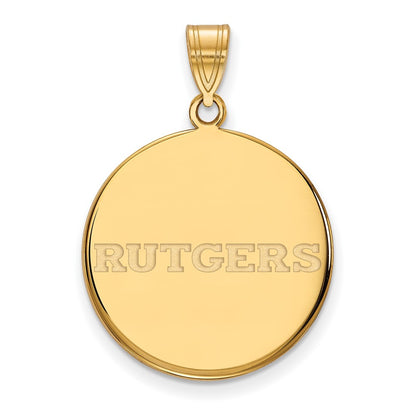 Gold Plated Sterling Silver Logoart Rutgers University Large Disc Pendant