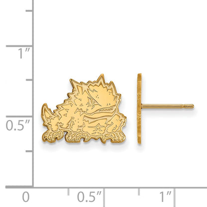 10K Yellow Gold Logoart Texas Christian University Horned Frog Small Post Earrings