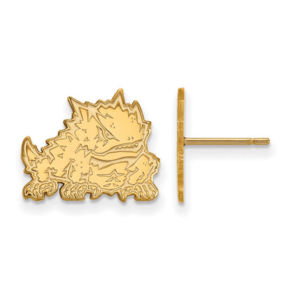 10K Yellow Gold Logoart Texas Christian University Horned Frog Small Post Earrings