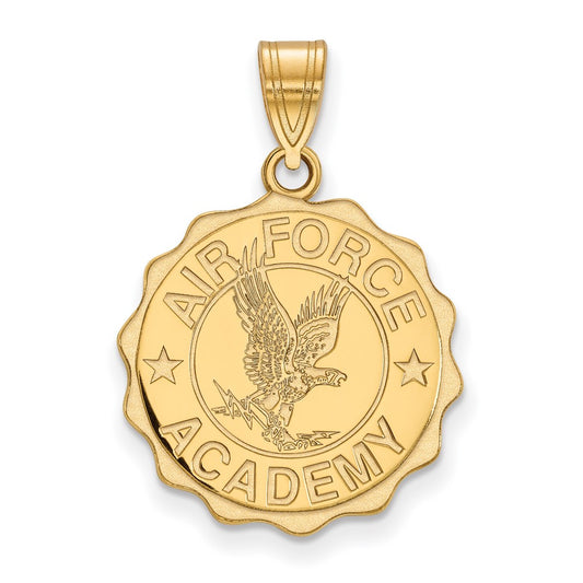 Gold Plated Sterling Silver Logoart United States Air Force Academy Large Crest Pendant