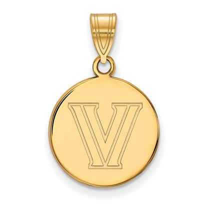 10K Yellow Gold Logoart Villanova University Letter V Medium Disc Pendant