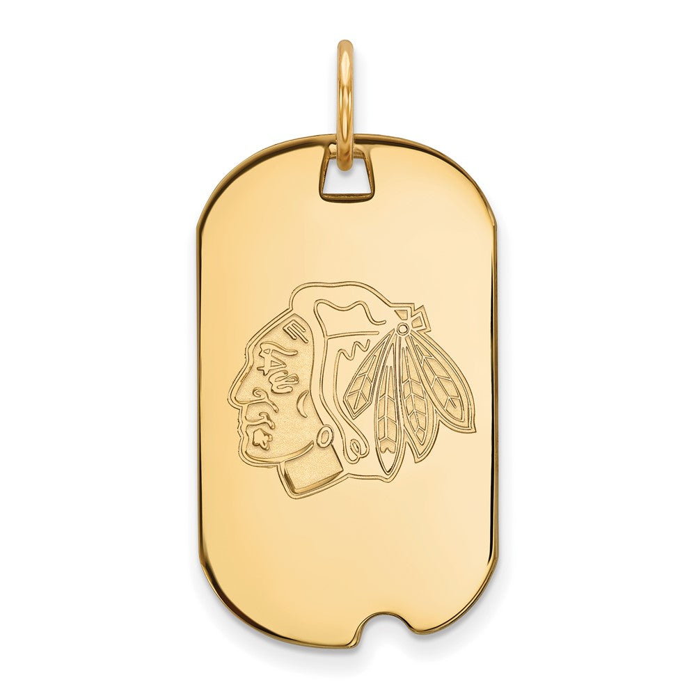14K Yellow Gold Nhl Logoart Chicago Blackhawks Small Dog Tag Pendant