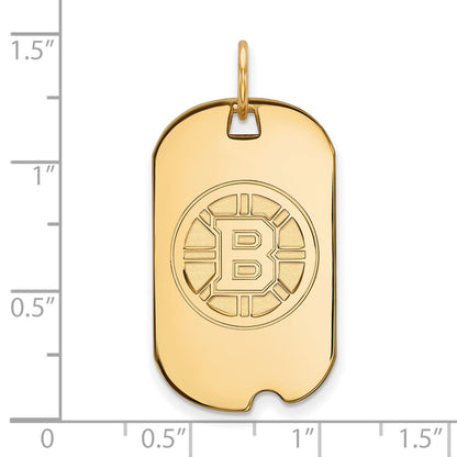 10K Yellow Gold Nhl Logoart Boston Bruins Small Dog Tag Pendant