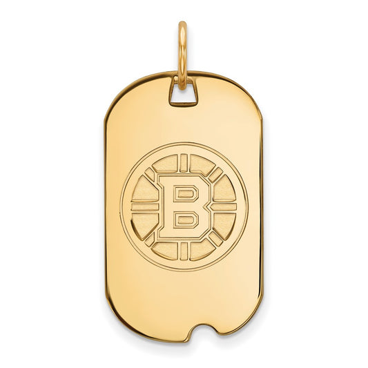 Gold Plated Sterling Silver Nhl Logoart Boston Bruins Small Dog Tag Pendant