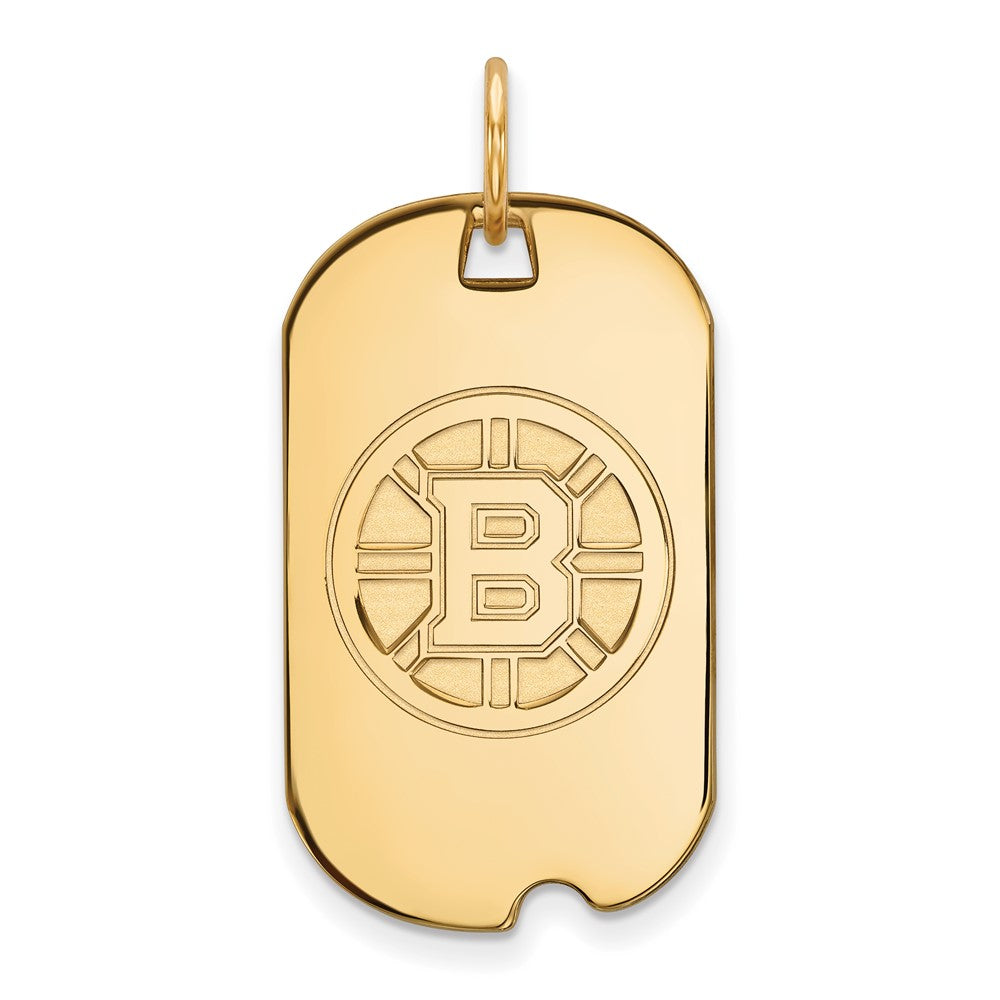 10K Yellow Gold Nhl Logoart Boston Bruins Small Dog Tag Pendant