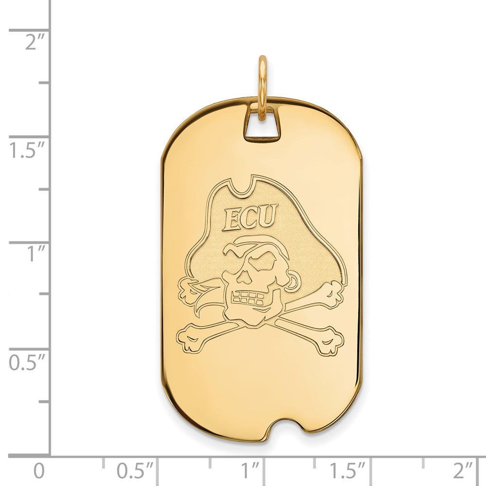 14K Yellow Gold Logoart East Carolina University Pirate Large Dog Tag Pendant