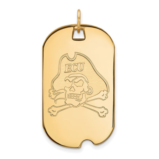 14K Yellow Gold Logoart East Carolina University Pirate Large Dog Tag Pendant