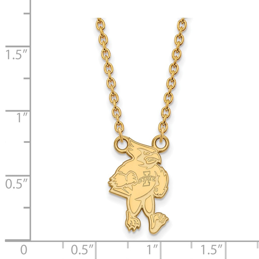 10K Yellow Gold Logoart Iowa State University Cardinal Large Pendant 18 Inch Necklace