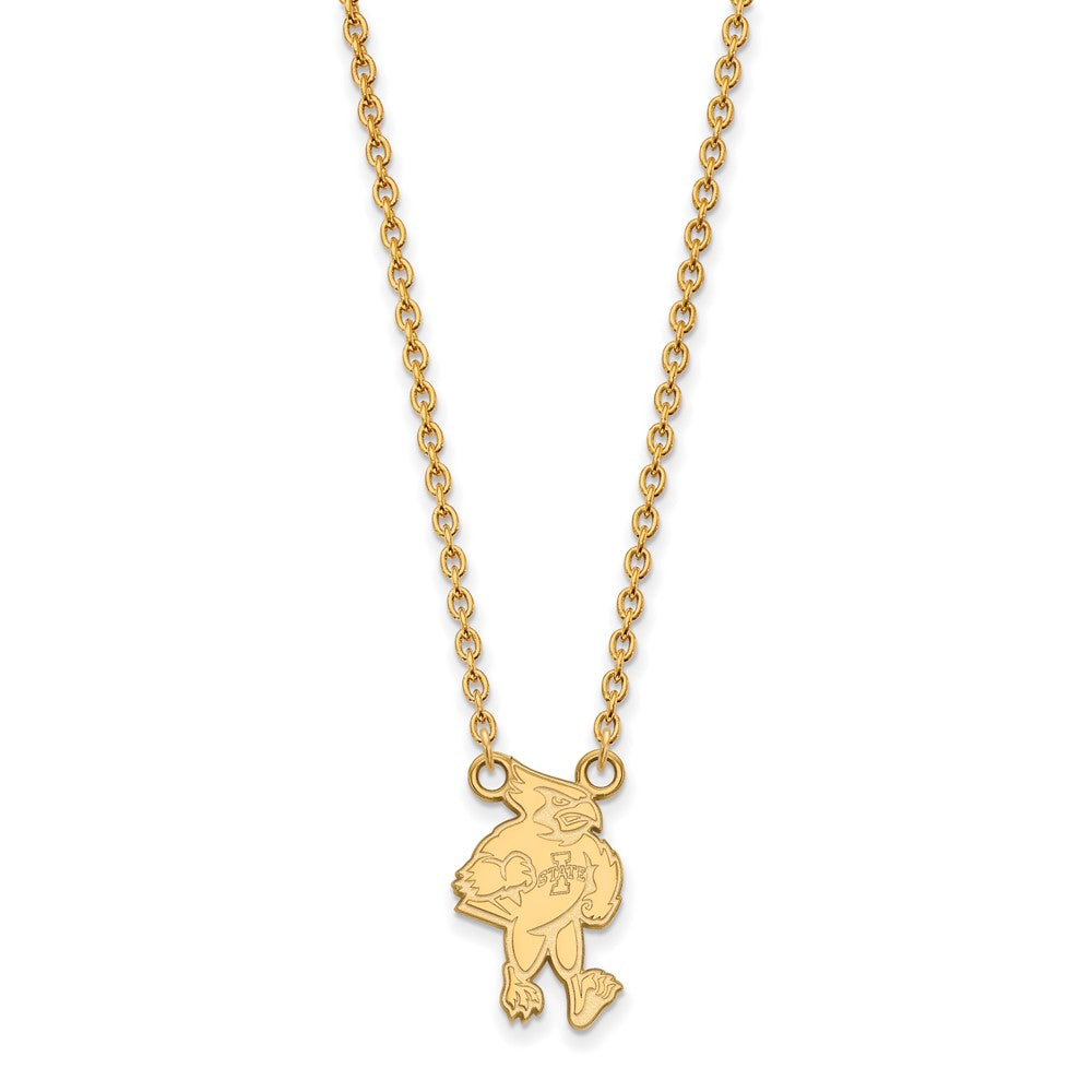 14K Yellow Gold Logoart Iowa State University Cardinal Large Pendant 18 Inch Necklace