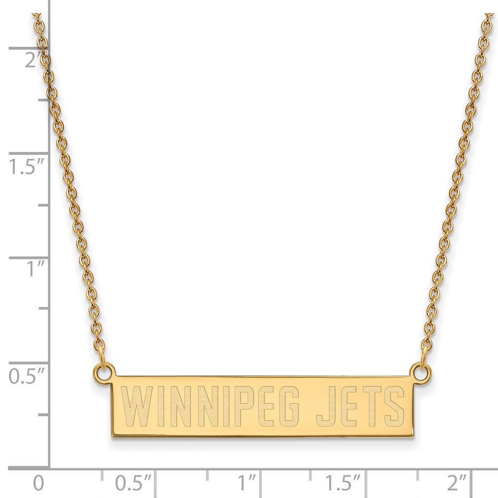 Gold Plated Sterling Silver Nhl Logoart Winnipeg Jets Small Bar 18 Inch Necklace