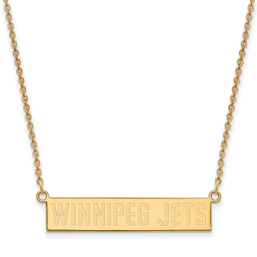 Gold Plated Sterling Silver Nhl Logoart Winnipeg Jets Small Bar 18 Inch Necklace