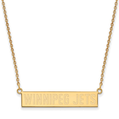 Gold Plated Sterling Silver Nhl Logoart Winnipeg Jets Small Bar 18 Inch Necklace