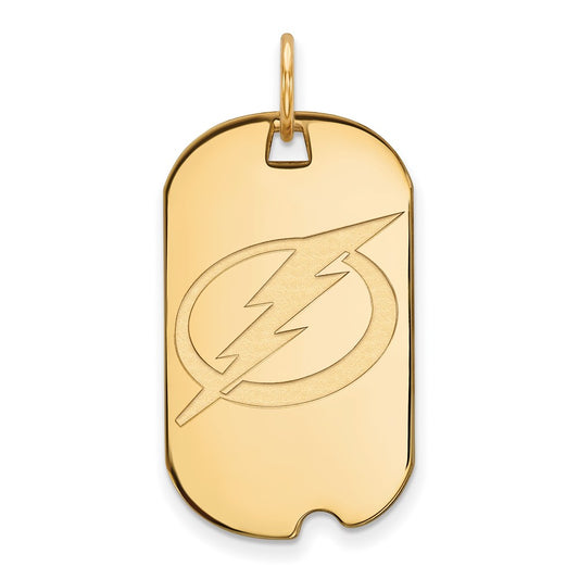 Gold Plated Sterling Silver Nhl Logoart Tampa Bay Lightning Small Dog Tag Pendant