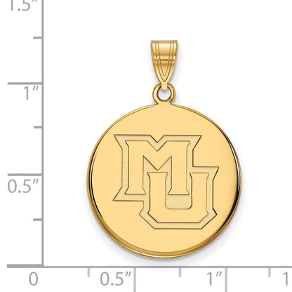 14K Yellow Gold Logoart Marquette University M U Large Disc Pendant
